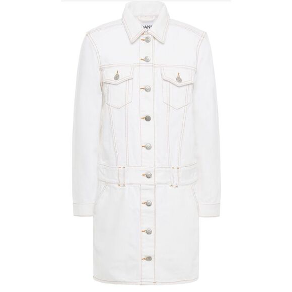 Ganni Bright White Denim Mini Dress NWT Size 40/ US 8/10 - Picture 1 of 10